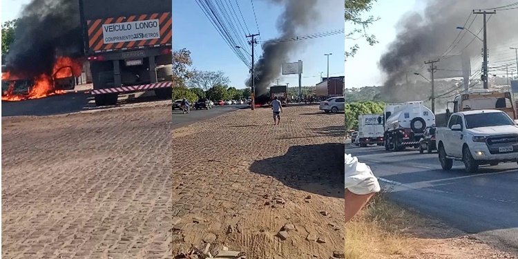 Motoristas e caminhoneiros apagaram o fogo antes da chegada dos Bombeiros